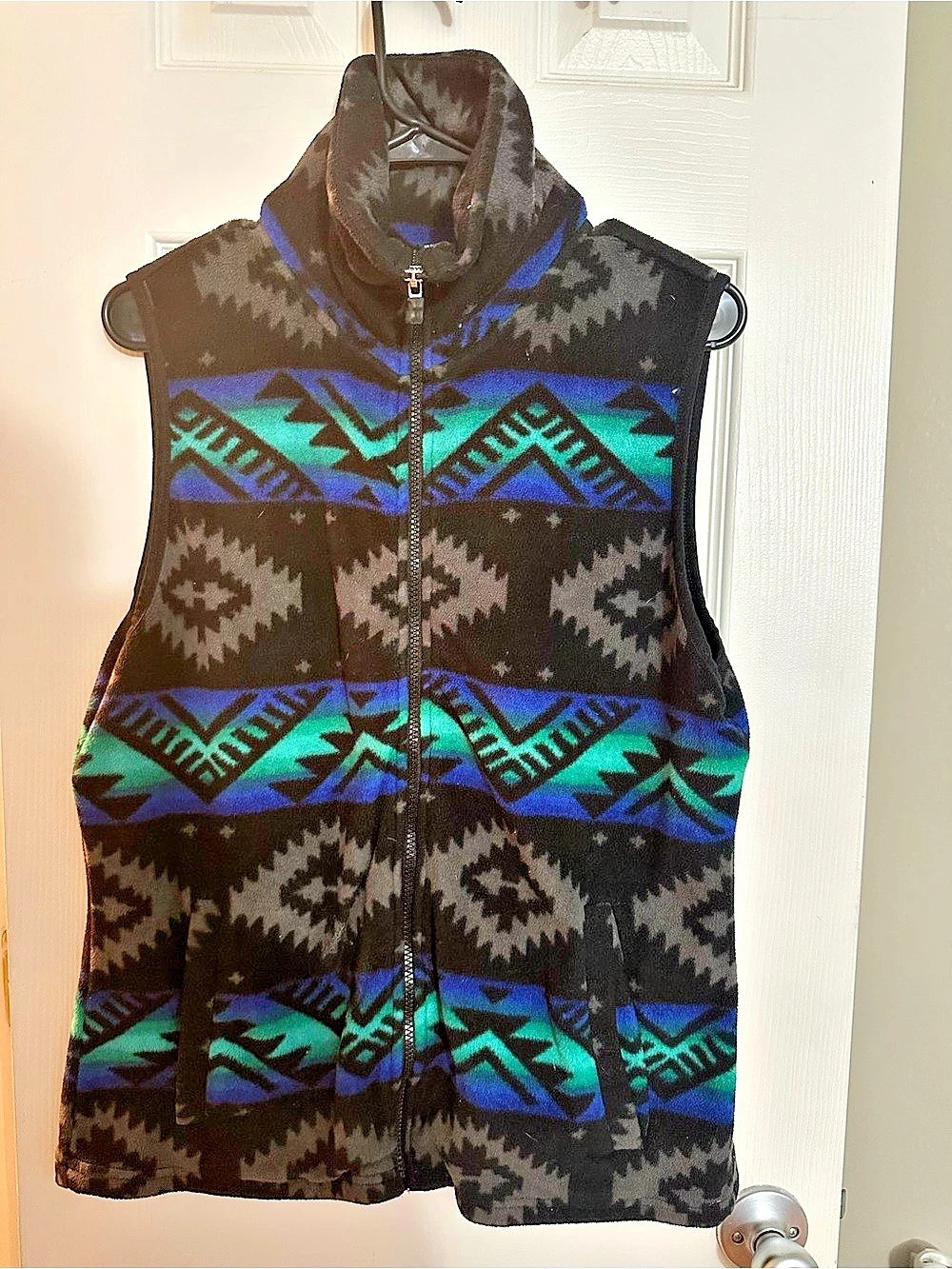Chaps Sport Aztec Southwestern Fleece Vest Size Large